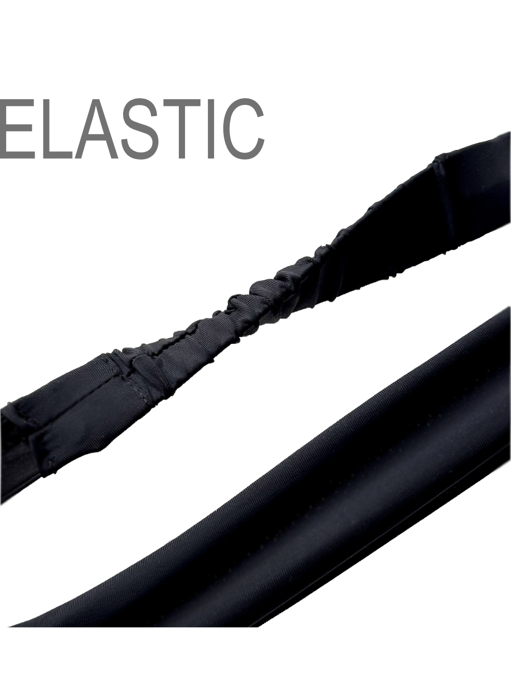 Black elastic Headband on a white background with 'ELASTIC' text.